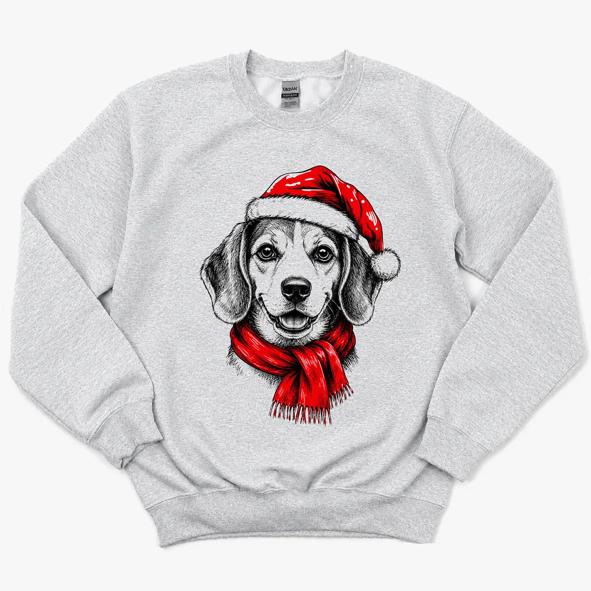 Santa Paws Christmas Dog Sweatshirt, 50 Dog Breeds in Festive Santa Hat Sweatshirt, Dog Lover Shirt, Funny Christmas Gift Sweatshirt
