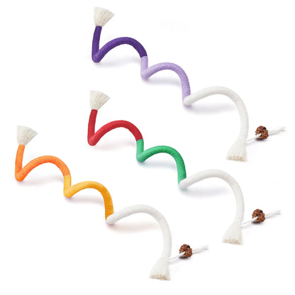 Potaroma 3-Pack Organic Cotton Snake Shape Interactive Cat Chew Ropes - 3-Pack Value Dental Care Toys for Indoor Kittens, Teeth Cleaning, Quiet Play, More Exercise, Calming