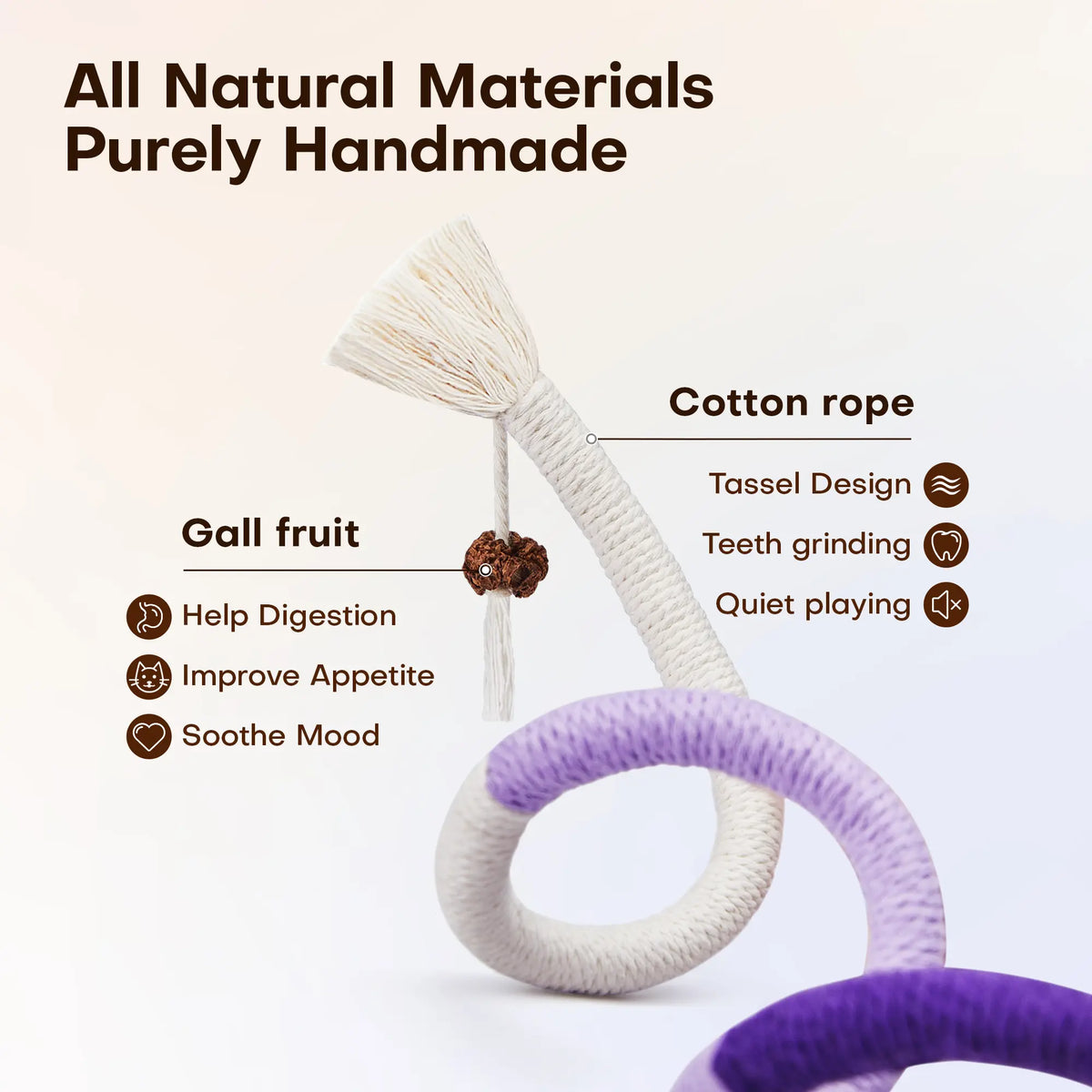 Potaroma 3-Pack Organic Cotton Snake Shape Interactive Cat Chew Ropes - 3-Pack Value Dental Care Toys for Indoor Kittens, Teeth Cleaning, Quiet Play, More Exercise, Calming